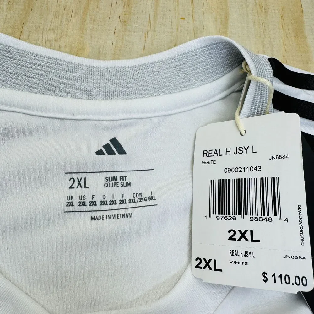 NEW Real Madrid 25/26 Adidas Long Sleeve SLIM Sz 2XL Home Soccer Jersey JN8884